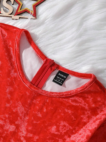 Christmas Dress Christmas Red Snow Scene Print Bell-Sleeved Long-Sleeved A-Hem Skirt