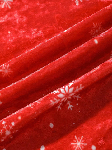 Christmas Dress Christmas Red Snow Scene Print Bell-Sleeved Long-Sleeved A-Hem Skirt