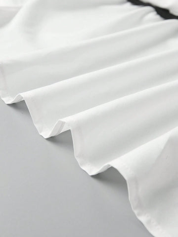 Essnce Color-Blocked Summer Leisure Skirt With Ruffle Hem