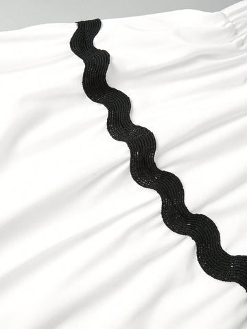 Essnce Color-Blocked Summer Leisure Skirt With Ruffle Hem