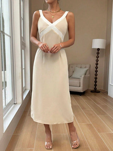 Color Block Long Camisole Dress