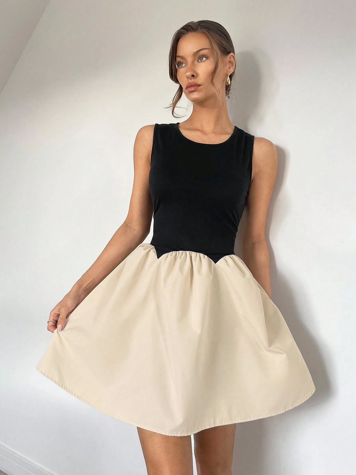 Color Block Patchwork A-Line Mini Dress For Women