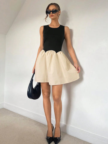 Color Block Patchwork A-Line Mini Dress For Women