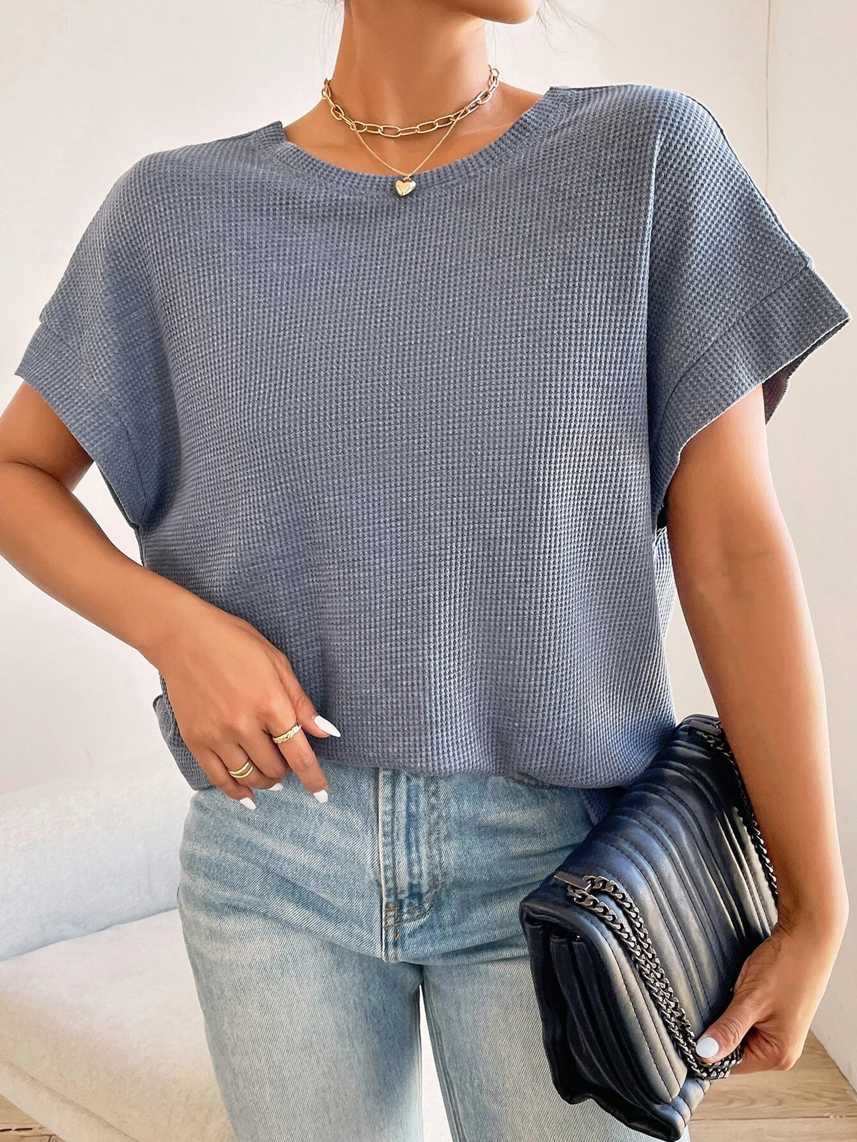 Crossover Back Batwing Sleeve Tee