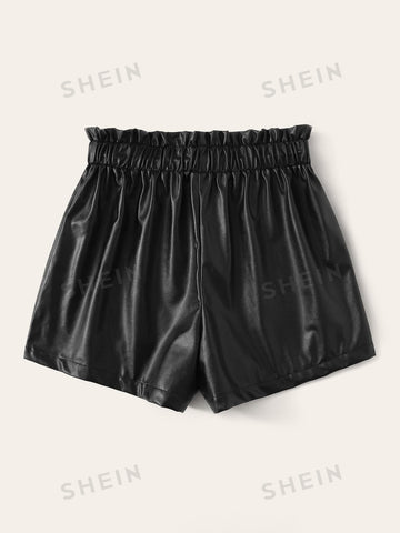 Essnce Drawstring Paperbag Waist PU Short