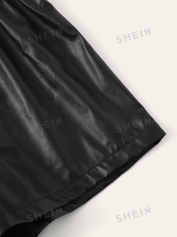Essnce Drawstring Paperbag Waist PU Short