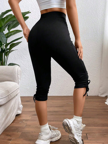Essnce Drawstring Side Overlap Waist Leggings