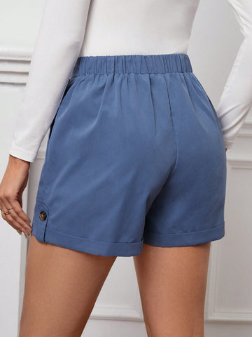 Essnce Drawstring Waist Roll Up Hem Shorts