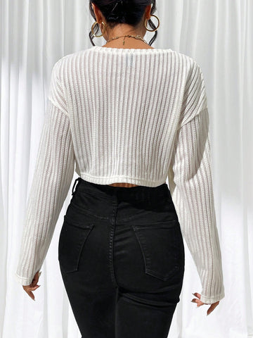 Drop Shoulder Pocket Patched Crop Tee