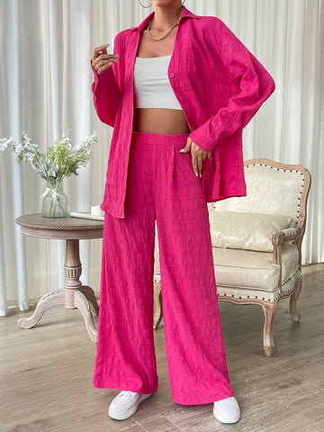 Drop Shoulder Shirt & Wide Leg Pants