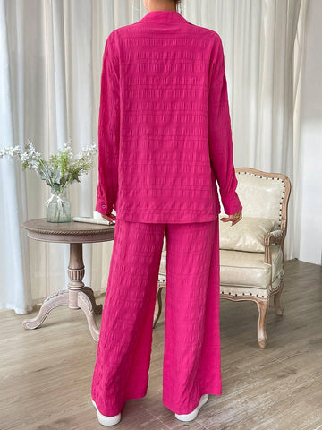 Drop Shoulder Shirt & Wide Leg Pants