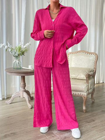 Drop Shoulder Shirt & Wide Leg Pants