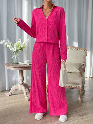 Drop Shoulder Shirt & Wide Leg Pants