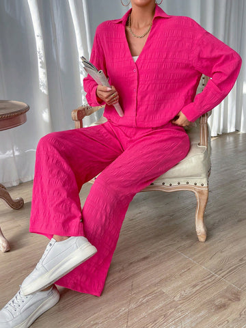 Drop Shoulder Shirt & Wide Leg Pants