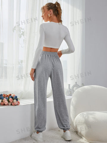 Essnce Elastic Waist Solid Sweatpants