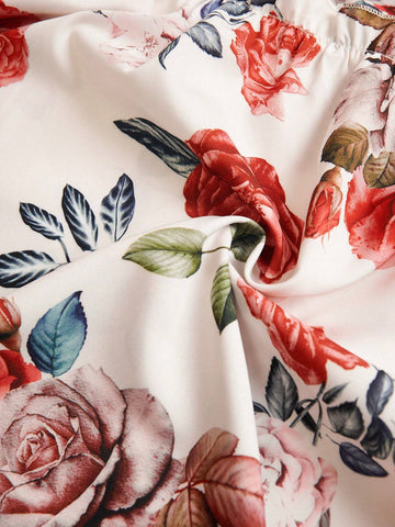 Essnce Elegant Floral Print Tiered Skirt For Summer