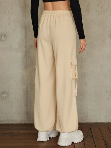 Essnce Flap Pocket Side Drawstring Waist Sweatpants