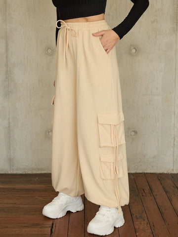 Essnce Flap Pocket Side Drawstring Waist Sweatpants