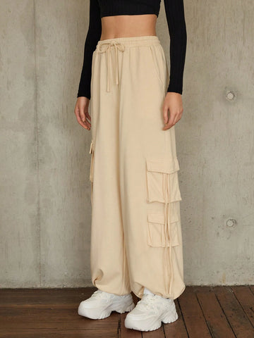 Essnce Flap Pocket Side Drawstring Waist Sweatpants