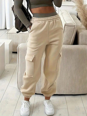 Essnce Flap Pocket Side Elastic Waist Sweatpants