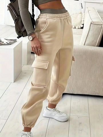 Essnce Flap Pocket Side Elastic Waist Sweatpants