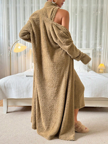 Fluffy Warm Dress And Coat 2pcs/set