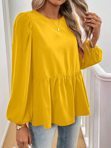 Essnce French Tie Cute Babydoll Shirt With Bow Lantern Sleeves Puff Sleeves Red Long-Sleeved Reversible Casual Shirt