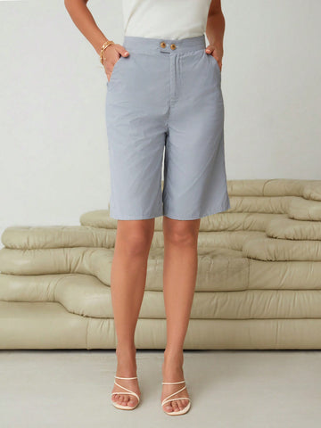 Essnce Gingham Print Slant Pocket Shorts