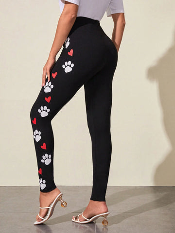 Essnce Heart & Paw Print Leggings
