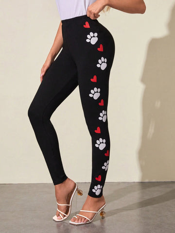 Essnce Heart & Paw Print Leggings