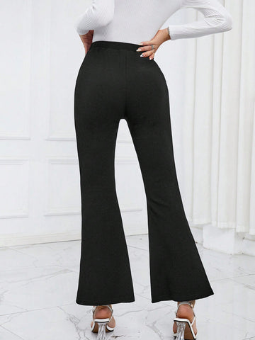 Essnce High Waist 3D Rosette Flare Leg Pants