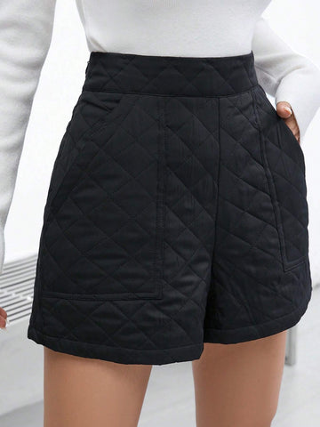 Essnce High Waist Slant Pocket Quilted Shorts