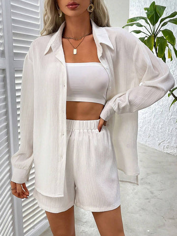 Ladies" Fashion Summer Versatile Shirt 2-Piece Set