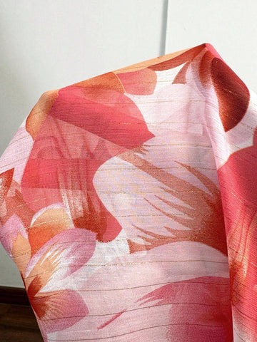 Essnce Ladies' Floral Print Double Layer Ruffle Short Sleeve Shirt With Tie Neck For Vacation