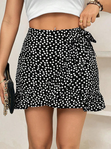 Essnce Ladies' Floral Wrap Tie Waist Mini Skorts