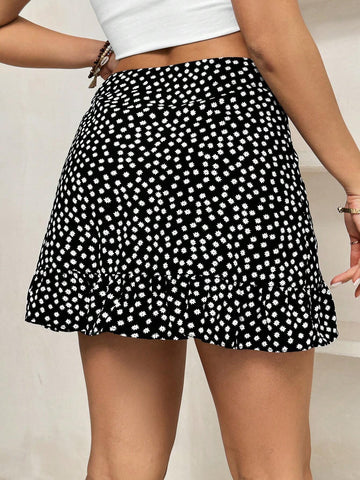 Essnce Ladies' Floral Wrap Tie Waist Mini Skorts
