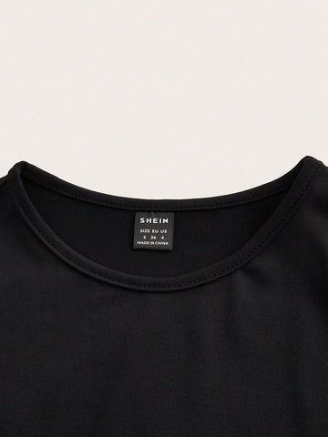 Ladies' Round Neck Long Sleeve T-Shirt And Skirt Set