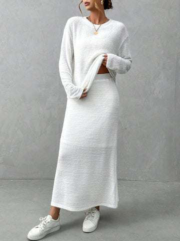 Ladies' Solid Color Two Piece Set