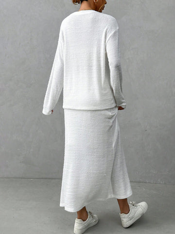 Ladies' Solid Color Two Piece Set