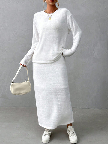 Ladies' Solid Color Two Piece Set