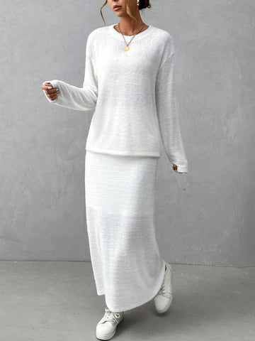 Ladies' Solid Color Two Piece Set