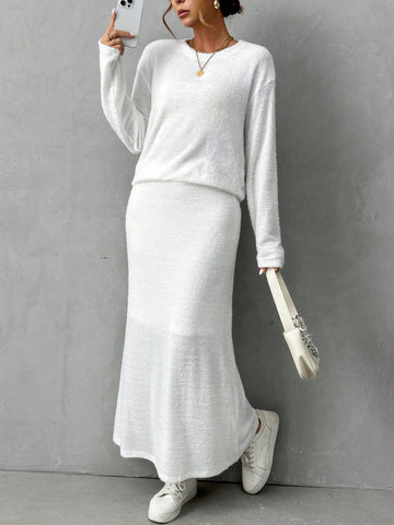 Ladies' Solid Color Two Piece Set