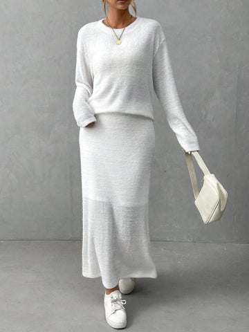 Ladies' Solid Color Two Piece Set