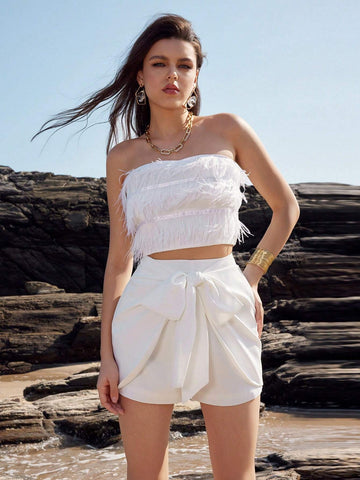 Essnce Ladies' Solid Color Wrap Tie Shorts