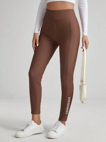 Essnce Leggings With Text Pattern