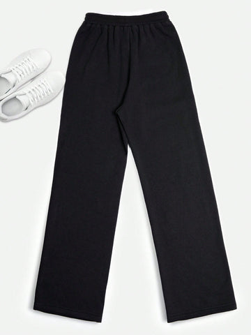 Essnce Letter Print Drawstring Waist Jogger Pants