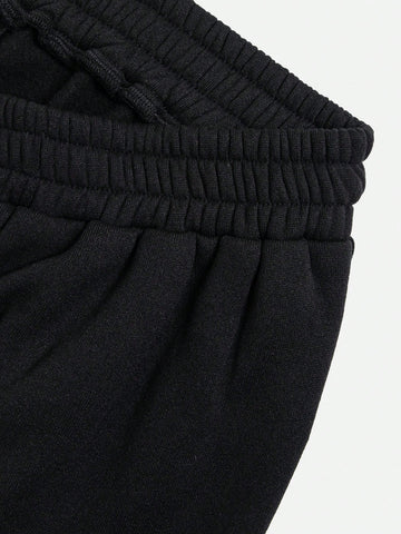 Essnce Letter Print Drawstring Waist Jogger Pants