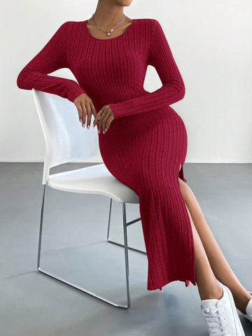Essnce Long Sleeve Side Split Dress