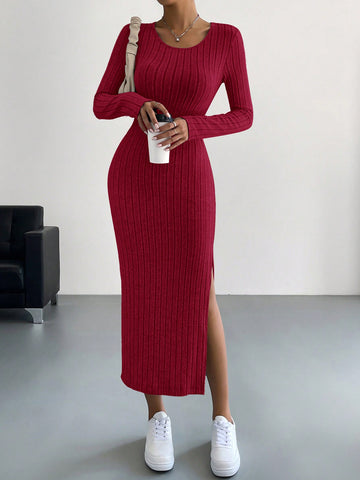 Essnce Long Sleeve Side Split Dress