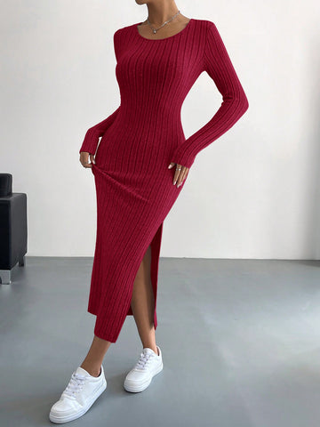 Essnce Long Sleeve Side Split Dress